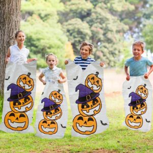 17 Pcs Halloween Party Games, 4 Potato Sack Race Bags, Inflatable Spider Ring Toss Game, 4 Eyeballs and Spoon Race Game for Kids Family Adults 4 Players Halloween Party Favor Decor Outdoor Indoor Yard