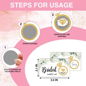 Bridal Shower Scratch Off Game Cards - Glitter Diamond Ring - Greenery Floral Wedding Shower Ideas - Bride Shower Party Activities & Supplies - Bachelorette/Engagement Party Decorations - 50 Pack(04)