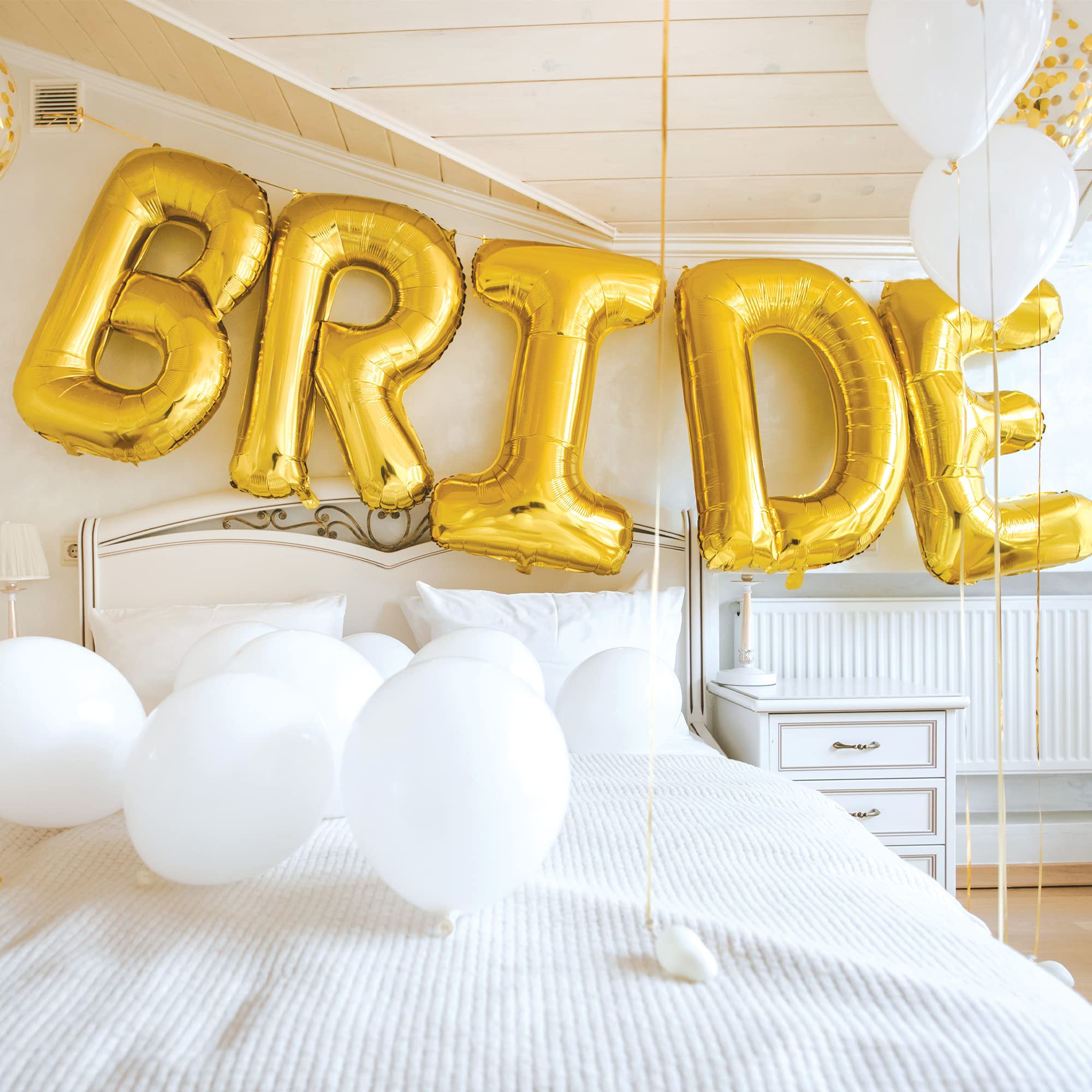 HOUSE OF PARTY Bride Balloon - 40'' Foil Balloons for Wedding Bridal Shower Engagement Party Decor - Bachelorette Party Supplies for Bride-to-Be! (Bride (40 Inches) Gold)