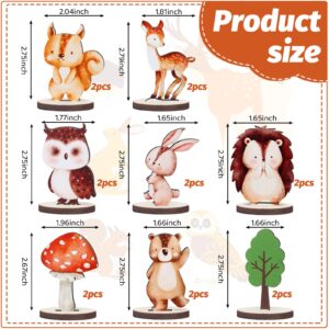 16 Pcs Woodland Animals Wood Table Centerpieces Forest Animals Cutout Shapes Creatures Table Topper for Woodland Camping Baby Shower Birthday Decorations Supplies