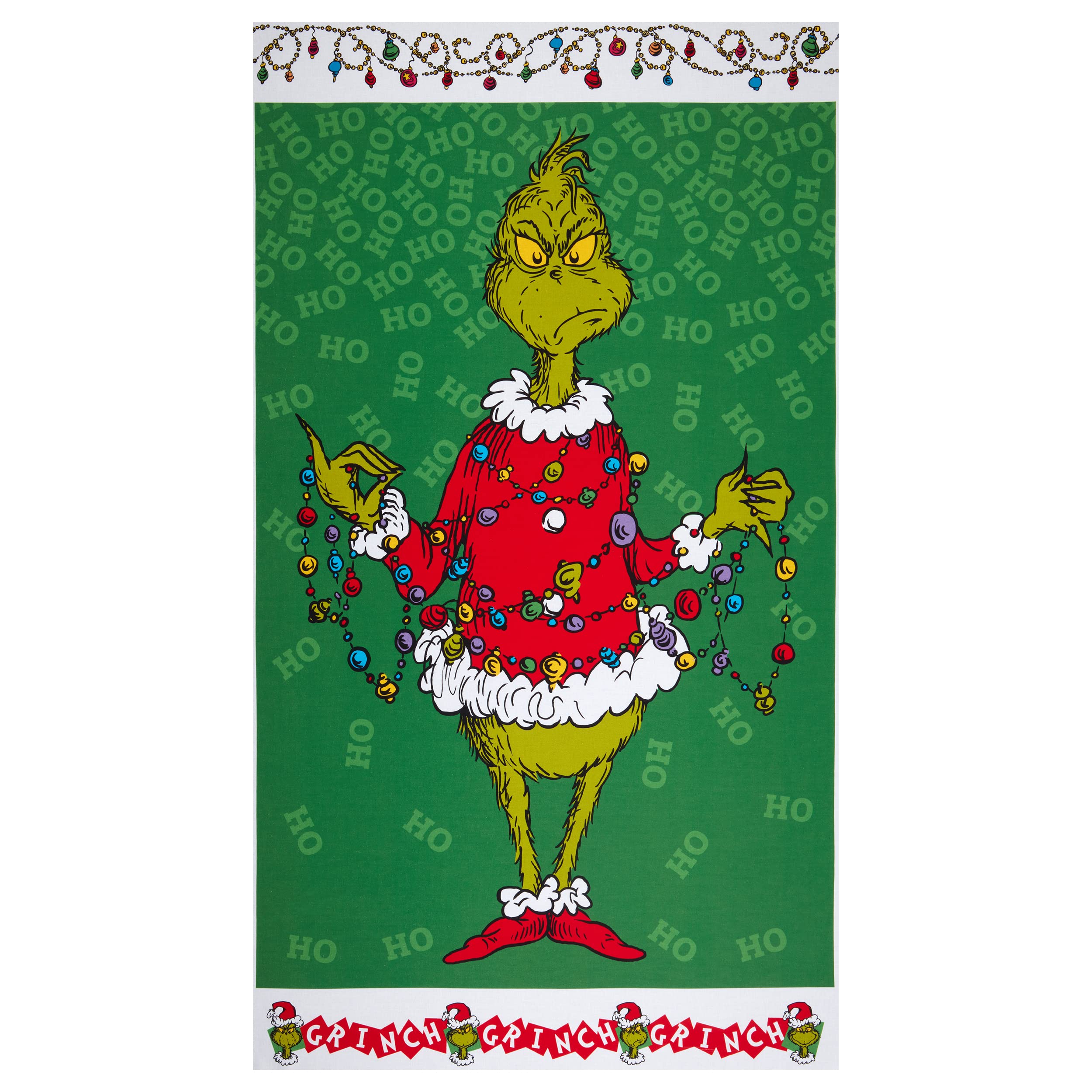 Robert Kaufman Kaufman How The Grinch Stole Christmas 24'' Panel Fabric, Holiday