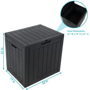 Sunnydaze 32-Gallon Faux Wood Design Outdoor Deck Box - Lockable Lid and Side Handles - Phantom Gray