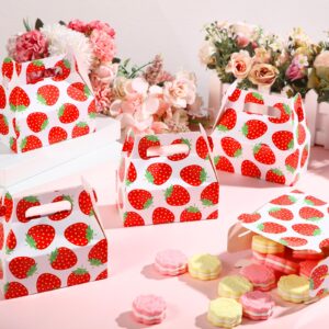 Fumete Strawberry Birthday Party Decorations Treat Boxes Strawberry Birthday Favor Decorations Fruit Themed Party Supplies for Birthday Baby Shower Party, 4.7 x 2.4 x 5.1 Inch(22 Pcs)