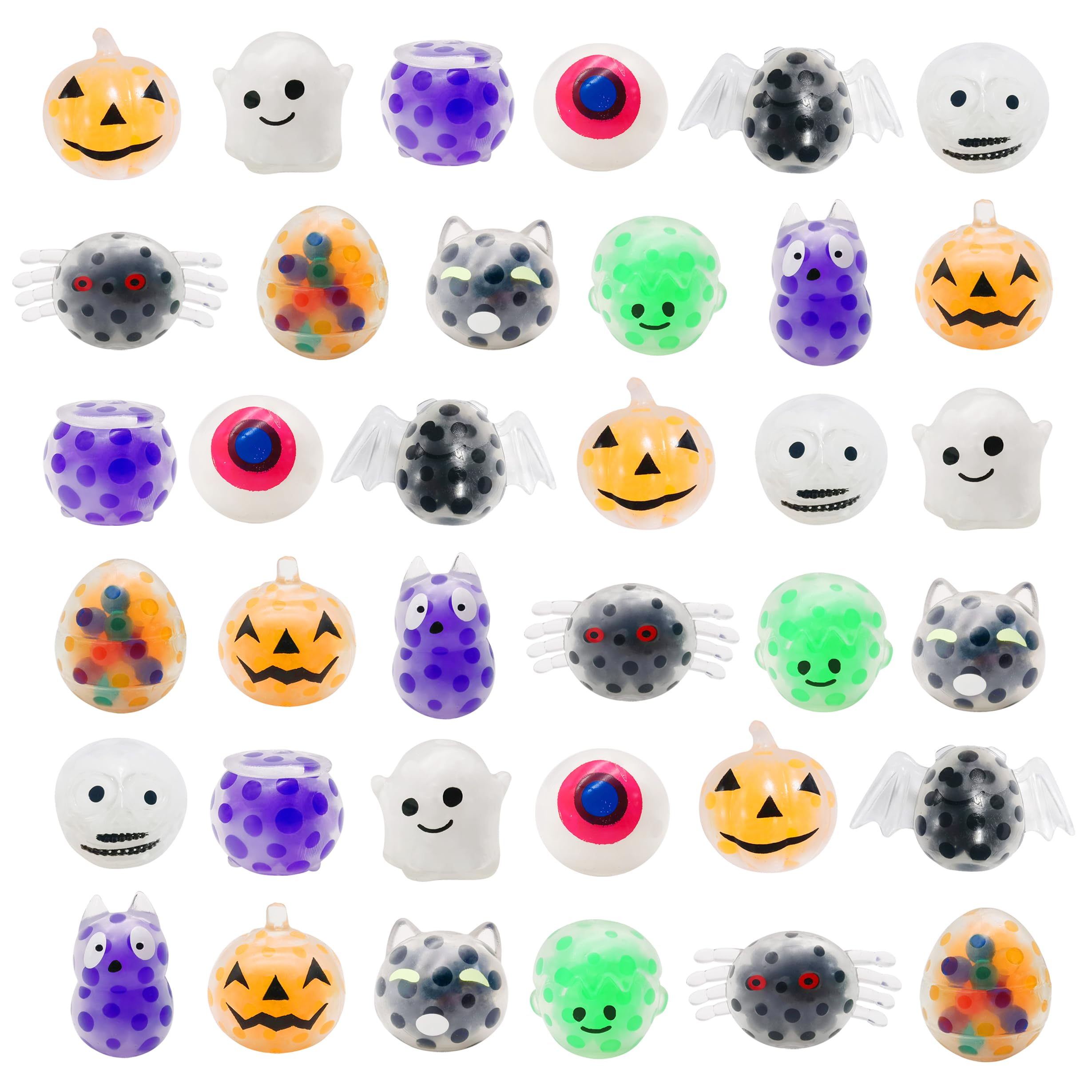 36 Pcs Halloween Mini Sensory Stress Ball Squeeze Toy to Stress Reliever,Great for Adults Party Favors,Halloween Miniatures (Halloween)