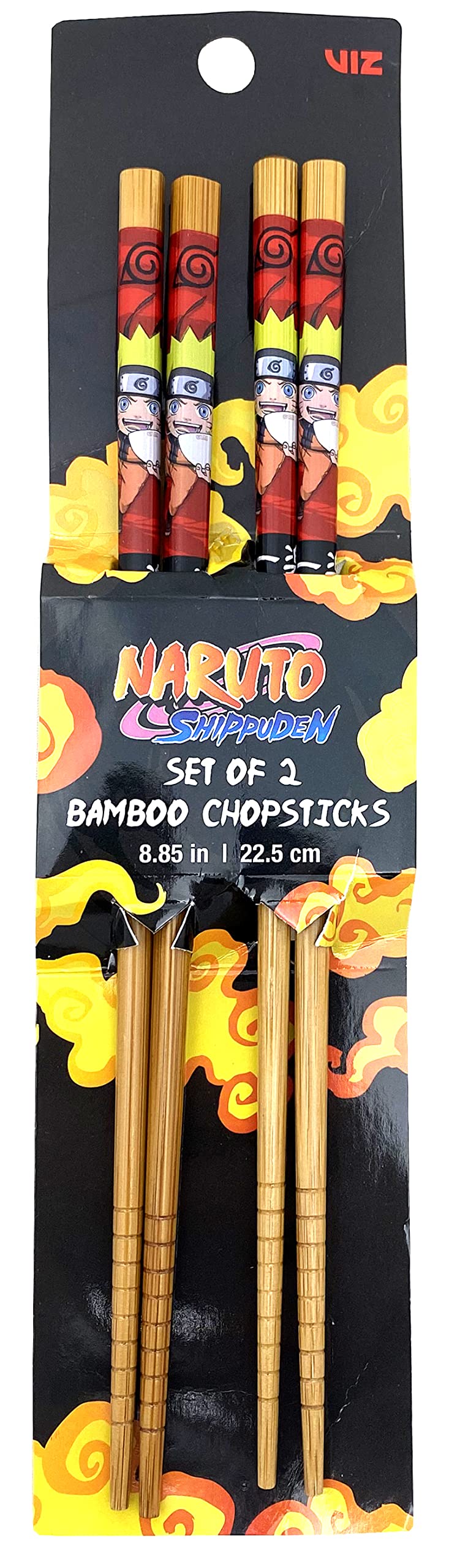 JUST FUNKY Naruto Shippuden Chopsticks Set of 2 - Official Chibi Naruto Collectible Chopsticks - Includes 2 Matching Sets of Bamboo Chopsticks - 8.85 Inches Long Anime Chopsticks