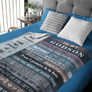 Xutapy Godson Gifts from Godmother/Godfather/Godparents, 1st Communion/Baptism Gifts for Boys, Birthday Christian Gifts for Godson Blanket 60’’x50’’, Graduation Gift for God-Son