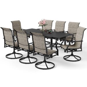 sunshine valley 9 piece patio dining sets for 8, outdoor table and chairs set with extendable rectangular patio dining table and 8 swivel patio dining chairs, outdoor dining set for backyard deck lawn