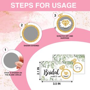 Bridal Shower Scratch Off Game Cards - Glitter Diamond Ring - Greenery Eucalyptus Wedding Shower Ideas - Bride Shower Party Activities & Supplies - Bachelorette Party Decoration - 50 Pack(05)