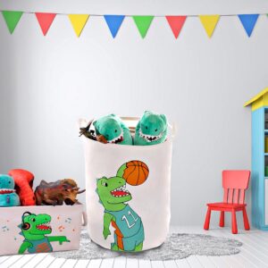 KAZULO Dinosaur Baskets Set, Kids hampers, Dinosaur laundry Basket, Dinosaur clothes Hamper with Handles, Dino Decor, Dinosaur Stuf, Book Storage Bins for kids (Dino Bundle)