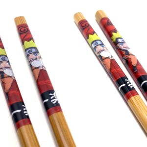 JUST FUNKY Naruto Shippuden Chopsticks Set of 2 - Official Chibi Naruto Collectible Chopsticks - Includes 2 Matching Sets of Bamboo Chopsticks - 8.85 Inches Long Anime Chopsticks