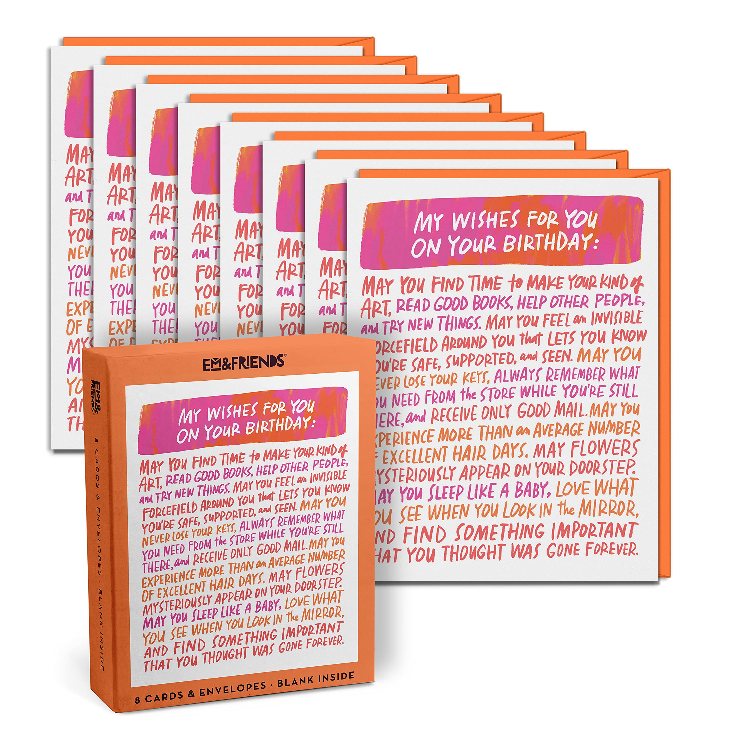 Em & Friends My Birthday Wishes for You Cards - Box of Birthday Cards with Envelopes (Box of 8, Identical Cards) (2-02888)