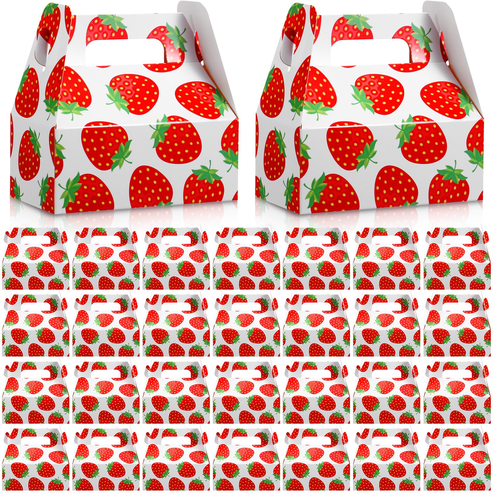 Fumete Strawberry Birthday Party Decorations Treat Boxes Strawberry Birthday Favor Decorations Fruit Themed Party Supplies for Birthday Baby Shower Party, 4.7 x 2.4 x 5.1 Inch(22 Pcs)