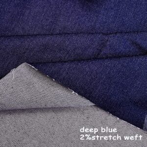 9OZ Stretch Denim Premium Cotton Blend Fabric by The Yard DIY for Sewing Crafting (Dark Blue 2yds)