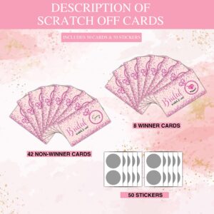 Bridal Shower Scratch Off Game Cards - Glitter Diamond Ring - Pink Glitter Wedding Shower Ideas - Bride Shower Party Activities & Supplies - Bachelorette/Engagement Party Decorations - 50 Pack(10)