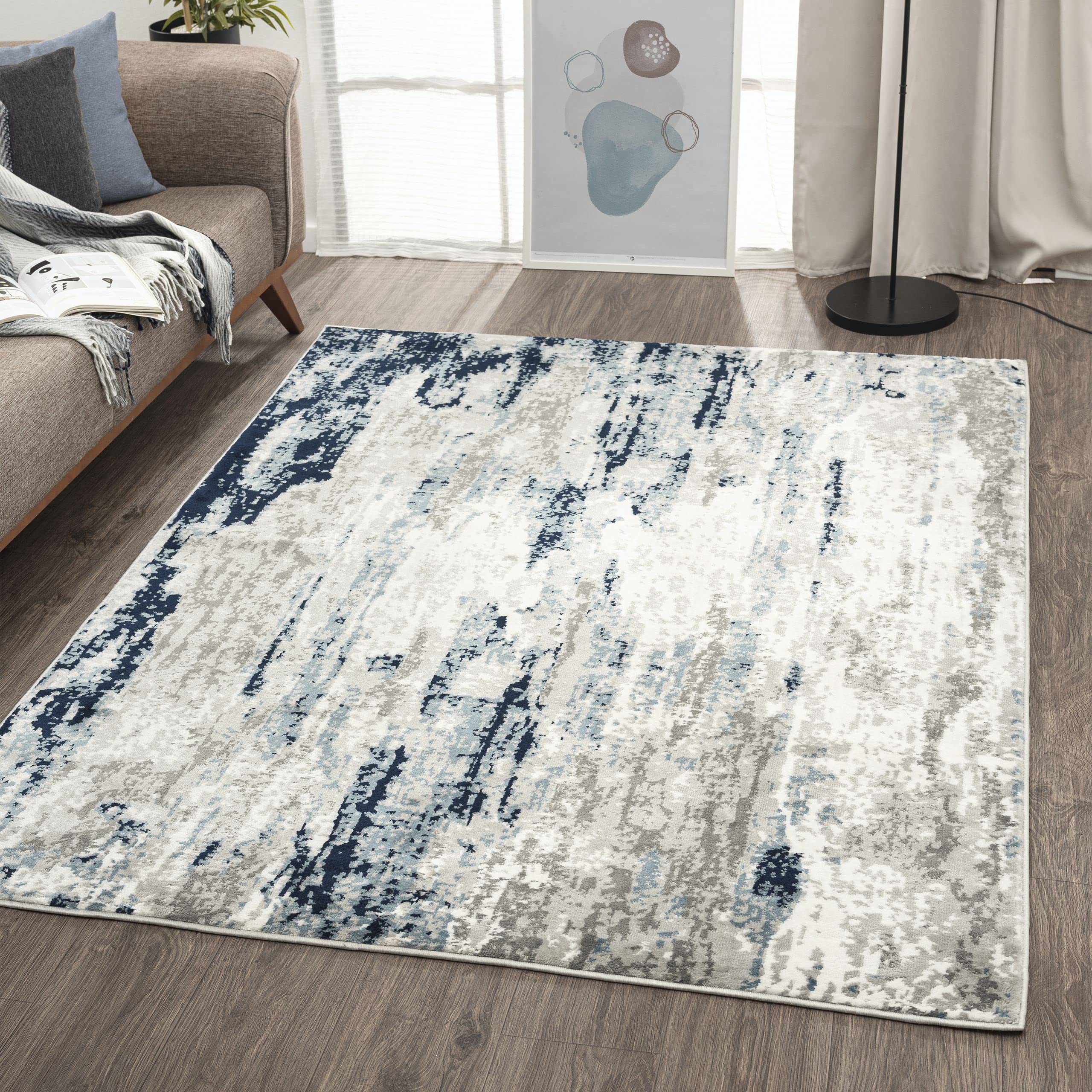 LUXE WEAVERS Modern Distressed Abstract Red 5x7 Area Rug