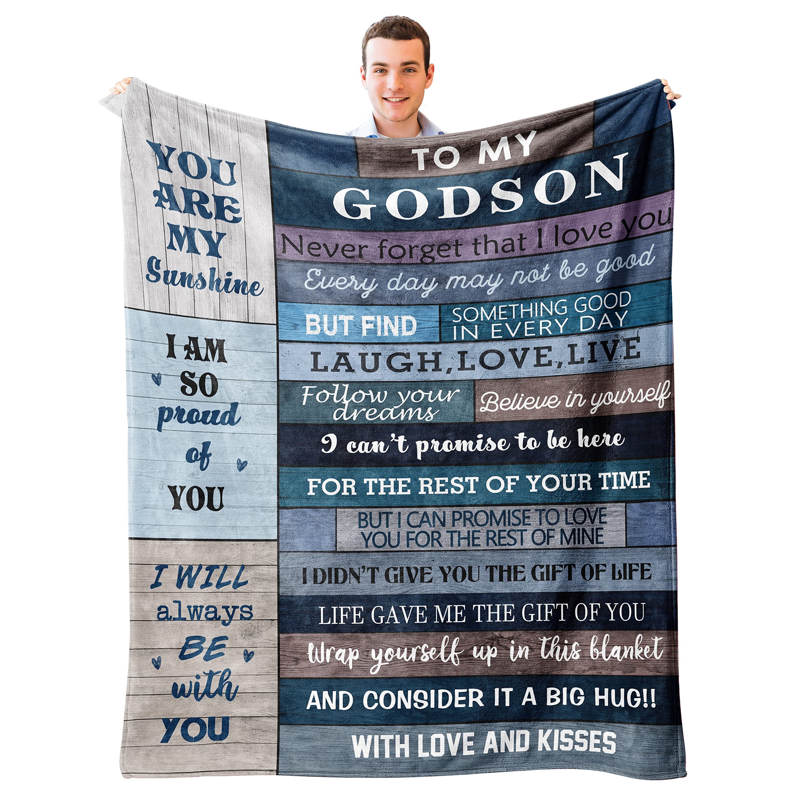 Xutapy Godson Gifts from Godmother/Godfather/Godparents, 1st Communion/Baptism Gifts for Boys, Birthday Christian Gifts for Godson Blanket 60’’x50’’, Graduation Gift for God-Son