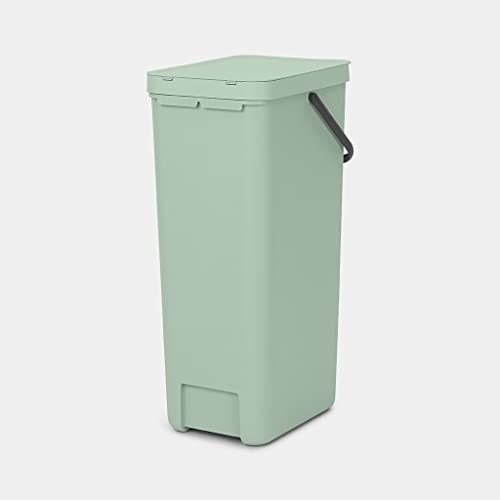 Brabantia Sort & Go Kitchen Recycling/Garbage Trash Can (10.6 Gal/Jade Green) Large Refuse Organiser with Handle & Removable Lid, Easy Clean, PerfectFit Bags Included