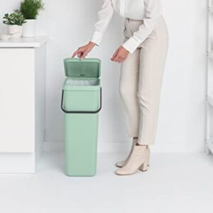 Brabantia Sort & Go Kitchen Recycling/Garbage Trash Can (10.6 Gal/Jade Green) Large Refuse Organiser with Handle & Removable Lid, Easy Clean, PerfectFit Bags Included