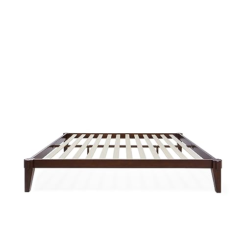 Bme Chalipa 14” Queen Bed Frame, Solid Wood Platform, Japanese Joinery, Wood Slat Support, No Box Spring, Easy Assembly, Minimalist and Modern Style, Walnut