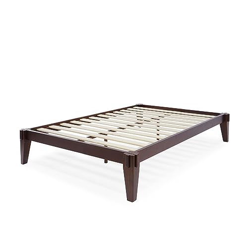 Bme Chalipa 14” Queen Bed Frame, Solid Wood Platform, Japanese Joinery, Wood Slat Support, No Box Spring, Easy Assembly, Minimalist and Modern Style, Walnut