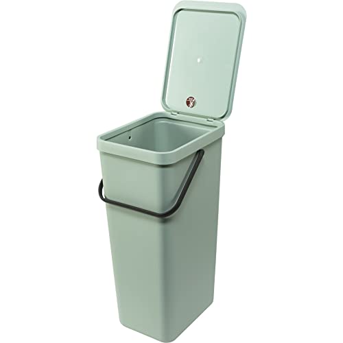 Brabantia Sort & Go Kitchen Recycling/Garbage Trash Can (10.6 Gal/Jade Green) Large Refuse Organiser with Handle & Removable Lid, Easy Clean, PerfectFit Bags Included