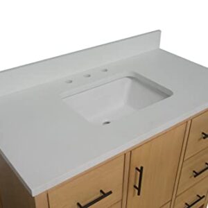 California 42-inch Bathroom Vanity (Matte White/Blonde): Includes Blonde Cabinet with Matte White Countertop and White Ceramic Sink