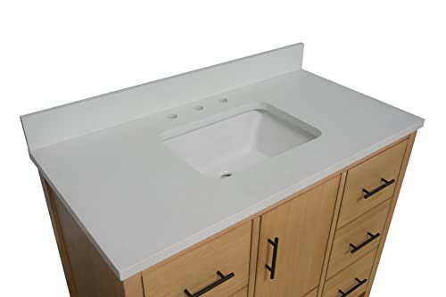 California 42-inch Bathroom Vanity (Matte White/Blonde): Includes Blonde Cabinet with Matte White Countertop and White Ceramic Sink