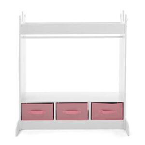 Kids Armoire Dress-Up Storage w/Mirror and Drawers,Dress up Closet,Costume Dress up Wardrobe,Pretend Storage Closet for Kids w/Side Pocket Top Shelf Shoes Storage for Bedroom Girls Room, White