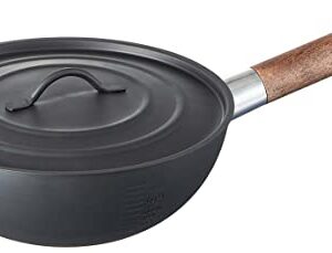 Skater IRCN1-A Outdoor Use, Removable Handle, Wok, 9.1 inches (23 cm), Lid with Storage Bag, No Seasoning Required, No Empty Boning, Camping Frying Pan, From Kanji