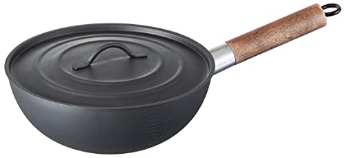 Skater IRCN1-A Outdoor Use, Removable Handle, Wok, 9.1 inches (23 cm), Lid with Storage Bag, No Seasoning Required, No Empty Boning, Camping Frying Pan, From Kanji