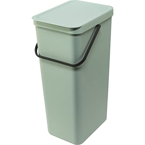 Brabantia Sort & Go Kitchen Recycling/Garbage Trash Can (10.6 Gal/Jade Green) Large Refuse Organiser with Handle & Removable Lid, Easy Clean, PerfectFit Bags Included