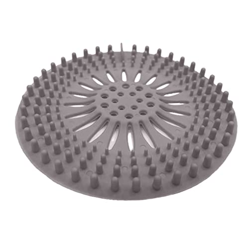 Durable Shower Drain Hair Catcher Silicone Hair Stopper Shower Drain Covers for Bathroom Bathtub Kitchen Easy to Install and Clean Suit (Grey)