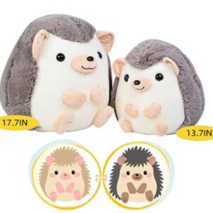 CHDGIOHA Cute Hedgehog Stuffed Animal Plush Body Pillow - 13.7'' Gray Kawaii Hedgehog Plushie Throw Pillow, Chubby Soft Plush Toy Doll, for Him & Her (Gray,Medium)