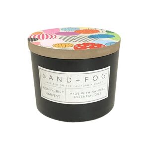 sand + fog scented candle - honeycrisp harvest – additional scents and sizes – 100% cotton lead-free wick - luxury air freshening jar candles - perfect home decor – 12oz