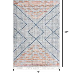 Unique Loom Aramis Collection Area Rug - Kavi (6' 1" x 9' Rectangle, Blue/ Ivory)