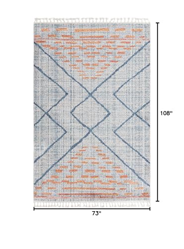 Unique Loom Aramis Collection Area Rug - Kavi (6' 1" x 9' Rectangle, Blue/ Ivory)