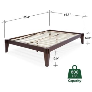 Bme Chalipa 14” Queen Bed Frame, Solid Wood Platform, Japanese Joinery, Wood Slat Support, No Box Spring, Easy Assembly, Minimalist and Modern Style, Walnut