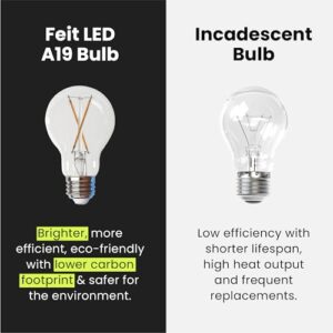 Feit Electric LED Clear A19 Medium Base Light Bulb - 40W Equivalent - 15 Year Life - 450 Lumen - 3000K Bright White - Dimmable | 4-Pack