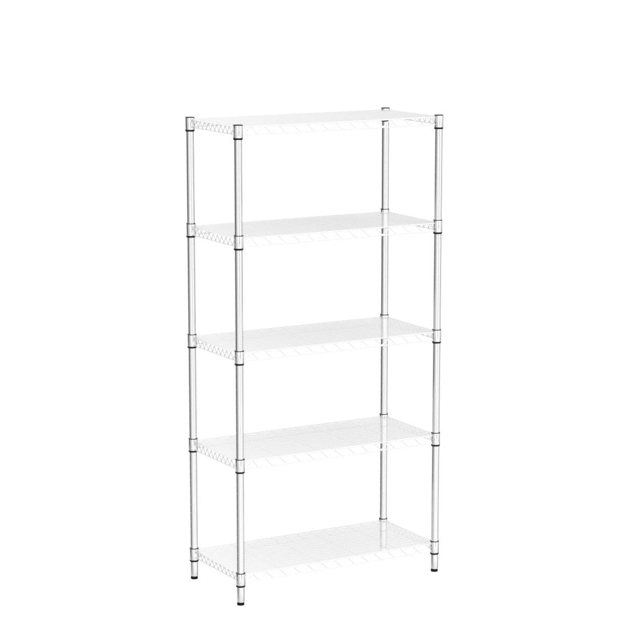 EFINE Chrome 5-Shelf Shelving Unit with Shelf Liners Set of 5, Adjustable, Steel Wire Shelves, 150lbs Loading Capacity Per Shelf, Shelving Units and Storage for Kitchen and Garage (30W x 14D x 60H)