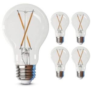 feit electric led clear a19 medium base light bulb - 40w equivalent - 15 year life - 450 lumen - 3000k bright white - dimmable | 4-pack