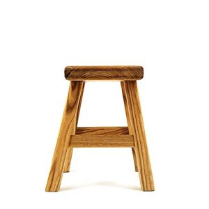 ANQILEE Handmade Solid Wood Stool Milking Stool 10" Height Wooden Step Stool Simple Wooden Viking Stool (12" Long 6" Wide)