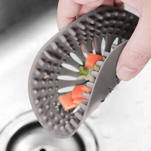 Durable Shower Drain Hair Catcher Silicone Hair Stopper Shower Drain Covers for Bathroom Bathtub Kitchen Easy to Install and Clean Suit (Grey)