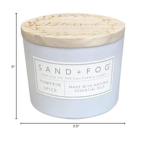 Sand + Fog Scented Candle - Pumpkin Spice – Additional Scents and Sizes – 100% Cotton Lead-Free Wick - Luxury Air Freshening Jar Candles - Perfect Home Decor – 12oz