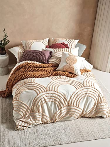 3 Piece Tufted Cotton Duvet Cover Set, Boho Bedding Queen King Comforter Cover with Pillowcases by Craft Aura (Full/Double 80x90 Inches)