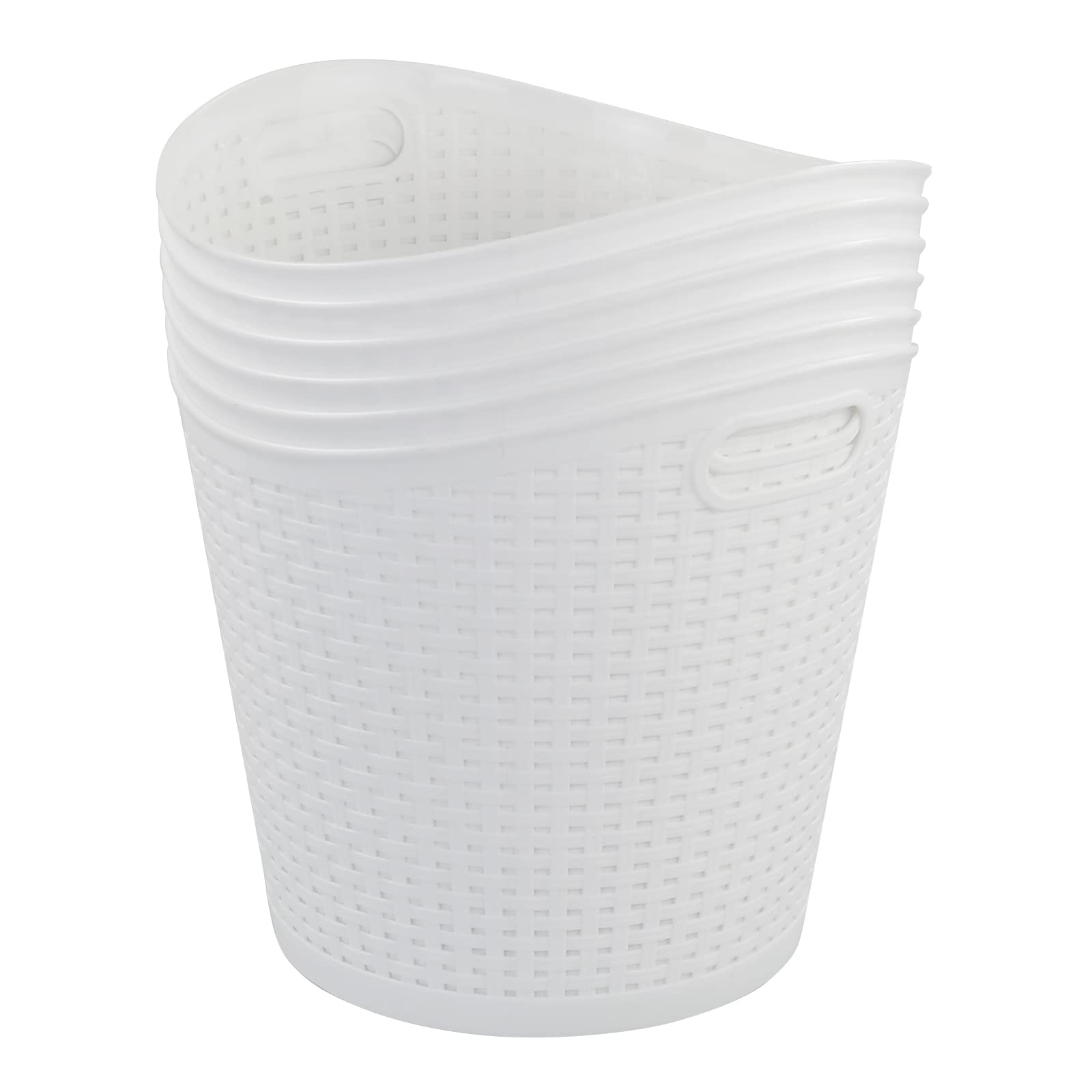 Dehouse Round Plastic Laundry Baskets, White Clothes Hamper, Pack of 6