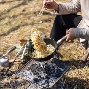 Skater IRCN1-A Outdoor Use, Removable Handle, Wok, 9.1 inches (23 cm), Lid with Storage Bag, No Seasoning Required, No Empty Boning, Camping Frying Pan, From Kanji