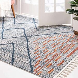 Unique Loom Aramis Collection Area Rug - Kavi (6' 1" x 9' Rectangle, Blue/ Ivory)