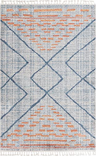 Unique Loom Aramis Collection Area Rug - Kavi (6' 1" x 9' Rectangle, Blue/ Ivory)