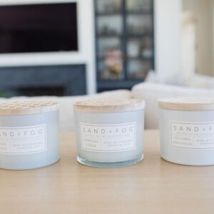 Sand + Fog Scented Candle - California Beach House – Additional Scents and Sizes – 100% Cotton Lead-Free Wick - Luxury Air Freshening Jar Candles - Perfect Home Decor – 12oz