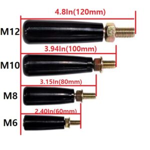 DONGYANG Ind. Co., Revolving Handle M12 * P 1.75mm, L- 4.72" Knob Grip, Metric Thread, Swivel Handwheel with Fixing Nut, Made, Korea